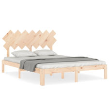 vidaXL tömör fa ágykeret fejtámlával King Size (3193731) ágy és ágykellék
