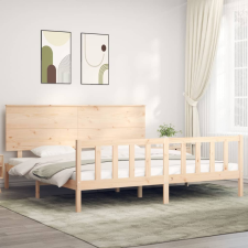 vidaXL tömör fa ágykeret fejtámlával Super King Size ágy és ágykellék