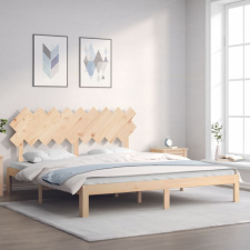 vidaXL tömör fa ágykeret fejtámlával Super King Size ágy és ágykellék