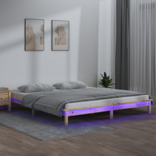 vidaXL Tömör fa ágykeret LED-ekkel 150 x 200 cm (5FT King Size) ágy és ágykellék