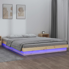 vidaXL tömör fa ágykeret LED-ekkel 160 x 200 cm ágy és ágykellék