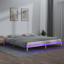 vidaXL tömör fa ágykeret LED-világítással 120 x 200 cm ágy és ágykellék