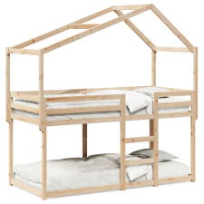 vidaXL tömör fenyőfa ágy emelettel és tetővel 75 x 190 cm ágy és ágykellék