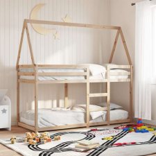 vidaXL tömör fenyőfa ágy emelettel és tetővel 90 x 200 cm ágy és ágykellék