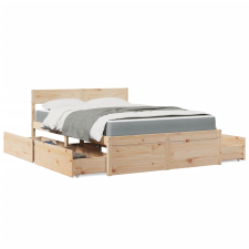 vidaXL tömör fenyőfa ágy fiókokkal és matraccal 120 x 190 cm ágy és ágykellék