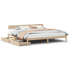 vidaXL tömör fenyőfa ágy matrac nélkül 200 x 200 cm (3301522) ágy és ágykellék