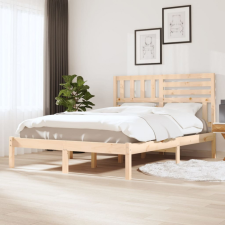 vidaXL tömör fenyőfa ágykeret 135 x 190 cm (4FT6 Double) ágy és ágykellék