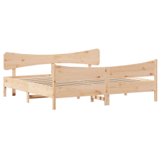 vidaXL tömör fenyőfa ágykeret fejtámlával 200 x 200 cm (3216369) ágy és ágykellék