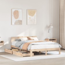 vidaXL tömör fenyőfa ágykeret fiókokkal 150 x 200 cm ágy és ágykellék