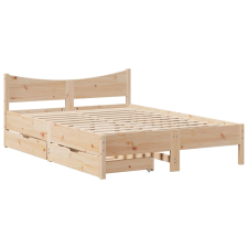 vidaXL tömör fenyőfa ágykeret fiókokkal 150 x 200 cm (3301902) ágy és ágykellék