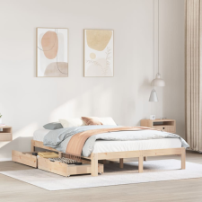 vidaXL tömör fenyőfa ágykeret fiókokkal 160 x 200 cm ágy és ágykellék