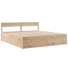 vidaXL tömör fenyőfa ágykeret fiókokkal 200 x 200 cm ágy és ágykellék