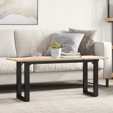 vidaXL tömör fenyőfa és öntöttvas dohányzóasztal O-vázzal 110x40x45 cm bútor
