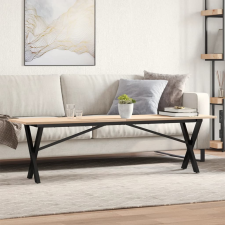 vidaXL tömör fenyőfa és öntöttvas dohányzóasztal X-vázzal 160x40x45 cm bútor