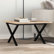 vidaXL tömör fenyőfa és öntöttvas dohányzóasztal X-vázzal 60x60x40 cm bútor
