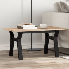 vidaXL tömör fenyőfa és öntöttvas dohányzóasztal Y-vázzal 80x50x40 cm bútor