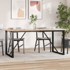 vidaXL tömör fenyőfa és öntöttvas étkezőasztal O-vázzal 180x90x75 cm bútor