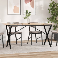 vidaXL tömör fenyőfa és öntöttvas étkezőasztal X-vázzal 140x80x75,5 cm bútor