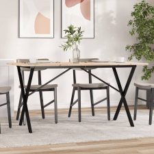 vidaXL tömör fenyőfa és öntöttvas étkezőasztal X-vázzal 160x80x75 cm bútor