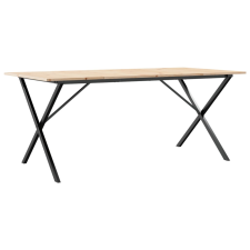 vidaXL tömör fenyőfa és öntöttvas étkezőasztal X-vázzal 180x90x75 cm bútor