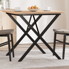 vidaXL tömör fenyőfa és öntöttvas étkezőasztal X-vázzal 90x90x75,5 cm bútor