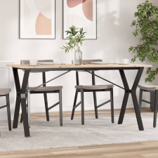 vidaXL tömör fenyőfa és öntöttvas étkezőasztal Y-vázzal 140x80x75 cm bútor