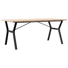 vidaXL tömör fenyőfa és öntöttvas étkezőasztal Y-vázzal 180x90x75,5 cm kerti bútor