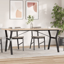 vidaXL tömör fenyőfa és öntöttvas étkezőasztal Y-vázzal 180x90x75 cm bútor