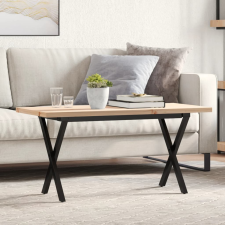 vidaXL tömör fenyőfa és öntöttvas X-vázú dohányzóasztal 90x40x45,5 cm bútor