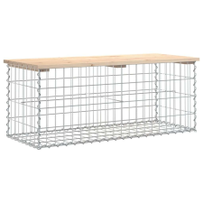 vidaXL Tömör fenyőfa gabion kerti pad 103x44x42 cm kerti bútor