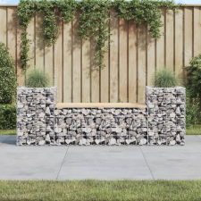 vidaXL tömör fenyőfa gabion kerti pad 183x41x60,5 cm kerti bútor