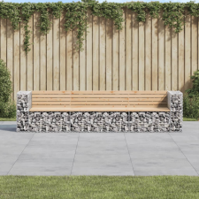 vidaXL tömör fenyőfa gabion kerti pad 287x71x65,5 cm kerti bútor