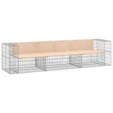 vidaXL Tömör fenyőfa gabion kerti pad 287x71x65,5 cm kerti bútor