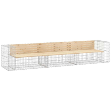 vidaXL Tömör fenyőfa gabion kerti pad 347x71x65,5 cm kerti bútor