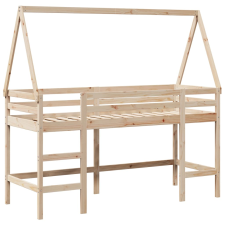 vidaXL tömör fenyőfa galériaágy létrával és tetővel 90 x 190 cm ágy és ágykellék