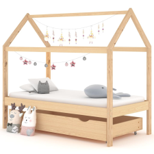 vidaXL tömör fenyőfa gyerekágykeret fiókkal 80 x 160 cm kiságy, babaágy