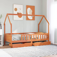 vidaXL tömör fenyőfa gyerekágykeret fiókokkal 90 x 200 cm ágy és ágykellék