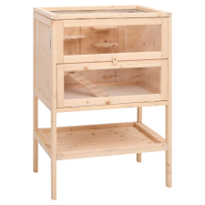 vidaXL Tömör fenyőfa hörcsögketrec 55x40x80 cm ketrec, szállítóbox rágcsálóknak