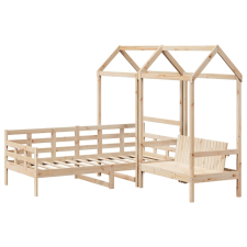 vidaXL tömör fenyőfa kanapéágy és pad tetővel 80 x 200 cm ágy és ágykellék