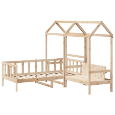 vidaXL tömör fenyőfa kanapéágy és pad tetővel 90 x 200 cm ágy és ágykellék