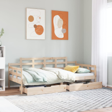 vidaXL tömör fenyőfa kanapéágy fiókokkal 90 x 190 cm ágy és ágykellék