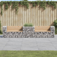 vidaXL tömör fenyőfa kerti pad gabion kosárral kerti bútor