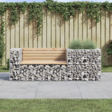 vidaXL tömör fenyőfa kerti pad gabion kosárral kerti bútor