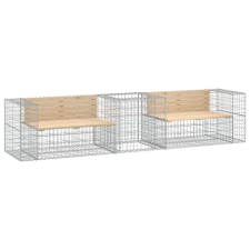 vidaXL Tömör fenyőfa kerti pad gabion kosárral kerti bútor