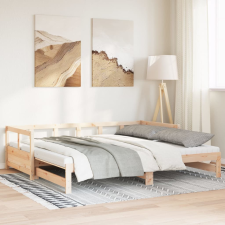vidaXL tömör fenyőfa kihúzható kanapéágy matracokkal 90 x 200 cm ágy és ágykellék