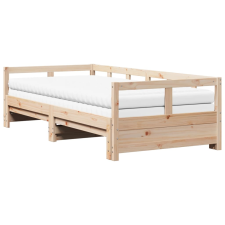 vidaXL tömör fenyőfa kihúzható kanapéágy matracokkal 90 x 200 cm (3321041) ágy és ágykellék