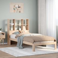 vidaXL tömör fenyőfa könyvespolcos ágy matrac nélkül 100 x 200 cm ágy és ágykellék