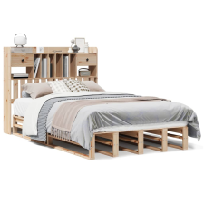 vidaXL tömör fenyőfa könyvespolcos ágy matrac nélkül 135 x 190 cm (3323983) ágy és ágykellék