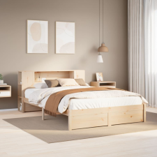 vidaXL tömör fenyőfa könyvespolcos ágy matrac nélkül 140 x 190 cm ágy és ágykellék