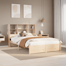 vidaXL tömör fenyőfa könyvespolcos ágy matrac nélkül 140 x 200 cm ágy és ágykellék